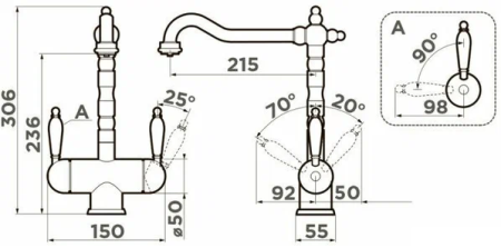№54, Смеситель Omoikiri Amagasaki-GB 4994362  , Antique times, Новый