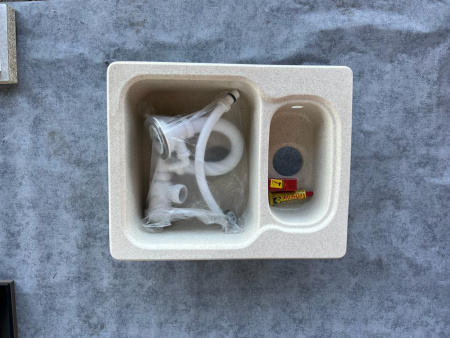 Уценка! Склад №1, Мойка искус. Камень AquaGranitEx, М-09, Бежевый (328) шершавое дно, чаша универсально,  ШЕРШАВОЕ ДНО