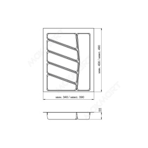 №56, Лоток в базу 450 для столовых приборов, цвет орион серый