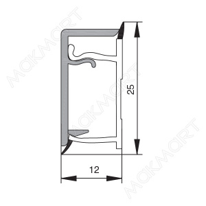 №1 Бортик прямоугольный Н.25, L=3050, отделка черная (покраска) Новый