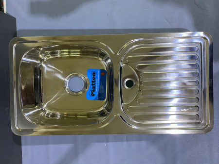 №11, Мойка врезная нержавейка MATTEO прямоугольная 850х420 900 Металл, глянец полировка, Новый