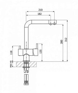 №55, Смеситель FLORENTINA FL-02 однорычажный с подводом питьевой воды  , ГРЕЙ, Новый