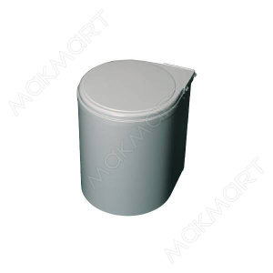№9,  Inoxa Ведро для мусора (13л), пластик серый металлик  Пластик, Серый, Новый