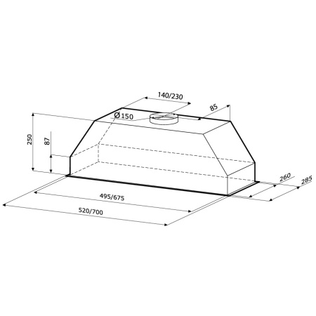 №39, Вытяжка Evelux Mini 600 white slider 600 Металл, Белый, Новый