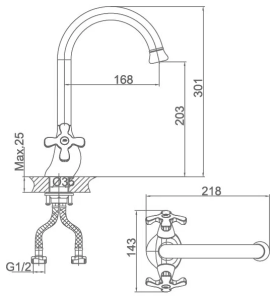 №20, Смеситель DK D&K DA-1412401  , Chrome, Новый