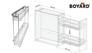 №42, Boyard, Бутылочница 150мм без доводчика, крепление универсальное, хром, KR11/1/1/150!