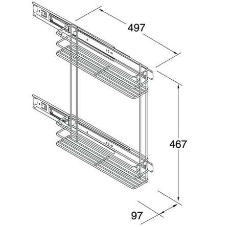 №37, Бутылочница KALIBRA 231 set1 505x105x480 шариковые направляющие без доводчика, ТРИО !
