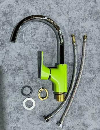 №29, Смеситель DK BERLIN HUMBOLDT DA1432412  , ЗЕЛЁНЫЙ + ХРОМ ГЛЯНЕЦ, Выставочный образец