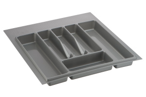 №37, Лоток для СП Ёмкость для столовых приборов в ящик 50-55см серый, Подрезной  Пластик, серый, Новый