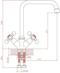 №30, Смеситель Zollen ESSEN (АРТ. ES75420522) ДЛЯ КУХНИ, ВЫСОКИЙ ИЗЛИВ  , Chrome, Выставочный образец